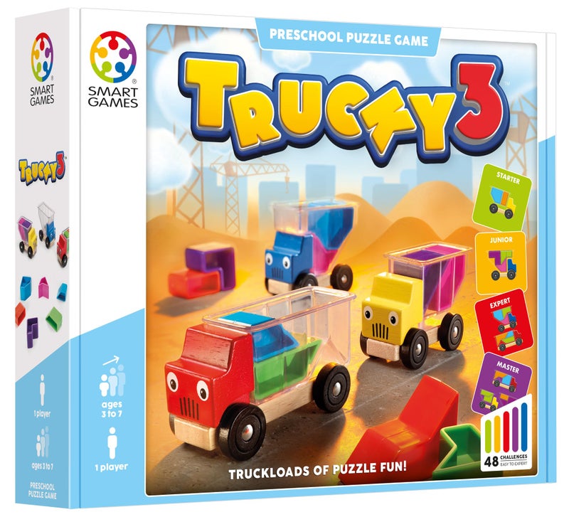 SmartGames Trucky 3 Wooden Puzzle Educational Stacking Toy Game with 48 Challenges for Ages 3+ - Image 3